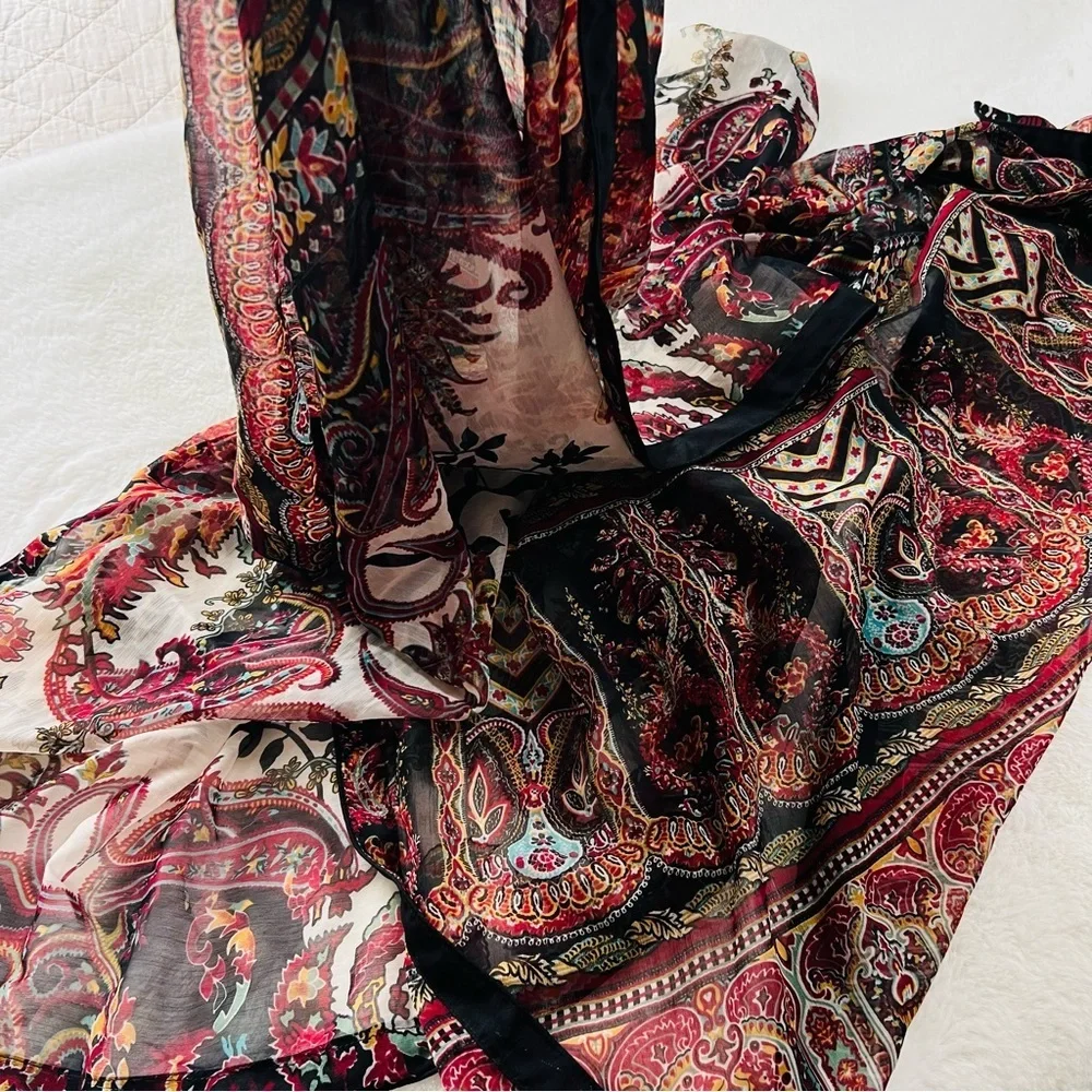 Large Silk Chiffon shawl 90”x40”